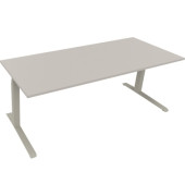 Sitz-Steh-Schreibtisch All in One, elektrisch höhenverstellbar, 64,5-127,5cm (H), 200x80cm (BxT), rechteckig, lichtgrau / silber