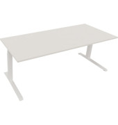 Sitz-Steh-Schreibtisch All in One, elektrisch höhenverstellbar, 64,5-127,5cm (H), 200x80cm (BxT), rechteckig, weiß / weiß