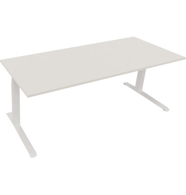 Sitz-Steh-Schreibtisch All in One, elektrisch höhenverstellbar, 64,5-127,5cm (H), 200x80cm (BxT), rechteckig, weiß / weiß