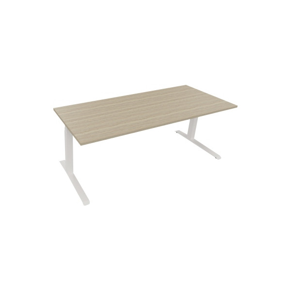 4003969084728 - Sitz-Steh-Schreibtisch All in One elektrisch höhenverstellbar 645-1275cm (H) 200x80cm (BxT) rechteckig eiche natur   weiß