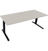 Sitz-Steh-Schreibtisch All in One, elektrisch höhenverstellbar, 64,5-127,5cm (H), 200x80cm (BxT), rechteckig, lichtgrau / weiß