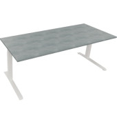 Sitz-Steh-Schreibtisch All in One, elektrisch höhenverstellbar, 64,5-127,5cm (H), 200x80cm (BxT), rechteckig, beton hell / weiß