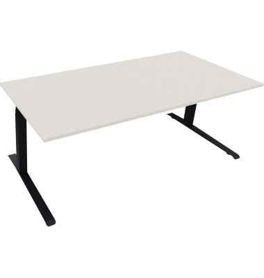 Sitz-Steh-Schreibtisch All in One, elektrisch höhenverstellbar, 64,5-127,5cm (H), 200x90cm (BxT), rechteckig, weiß / anthrazit m