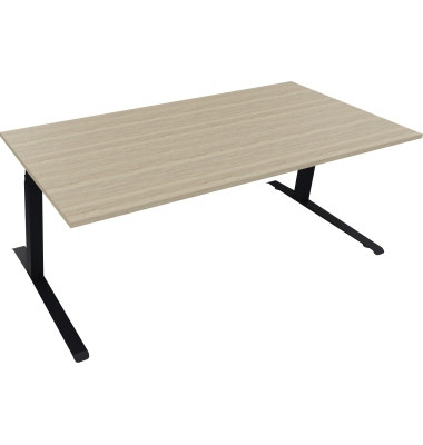 Sitz-Steh-Schreibtisch All in One, elektrisch höhenverstellbar, 64,5-127,5cm (H), 200x90cm (BxT), rechteckig, eiche natur / anth Sitz-Steh-Schreibtisch All in One, elektrisch höhenverstellbar, 64,5-127,5cm (H), 200x90cm (BxT), rechteckig, eiche natur / anth