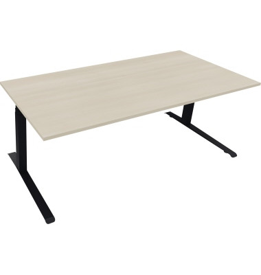 Sitz-Steh-Schreibtisch All in One, elektrisch h&ouml;henverstellbar, 64,5-127,5cm (H), 200x90cm (BxT), rechteckig, akazie hell / anth