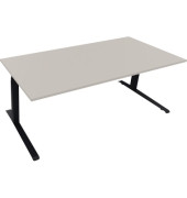 Sitz-Steh-Schreibtisch All in One, elektrisch h&ouml;henverstellbar, 64,5-127,5cm (H), 200x90cm (BxT), rechteckig, lichtgrau / anthra