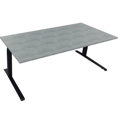 Sitz-Steh-Schreibtisch All in One, elektrisch höhenverstellbar, 64,5-127,5cm (H), 200x90cm (BxT), rechteckig, beton hell / anthr