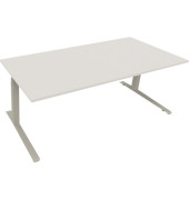 Sitz-Steh-Schreibtisch All in One, elektrisch höhenverstellbar, 64,5-127,5cm (H), 200x90cm (BxT), rechteckig, weiß / silberalumi