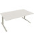 Sitz-Steh-Schreibtisch All in One, elektrisch höhenverstellbar, 64,5-127,5cm (H), 200x90cm (BxT), rechteckig, weiß / silberalumi