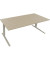 Sitz-Steh-Schreibtisch All in One, elektrisch höhenverstellbar, 64,5-127,5cm (H), 200x90cm (BxT), rechteckig, eiche natur / silb