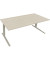 Sitz-Steh-Schreibtisch All in One, elektrisch höhenverstellbar, 64,5-127,5cm (H), 200x90cm (BxT), rechteckig, akazie hell / silb