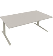 Sitz-Steh-Schreibtisch All in One, elektrisch höhenverstellbar, 64,5-127,5cm (H), 200x90cm (BxT), rechteckig, lichtgrau / silber