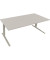 Sitz-Steh-Schreibtisch All in One, elektrisch höhenverstellbar, 64,5-127,5cm (H), 200x90cm (BxT), rechteckig, lichtgrau / silber