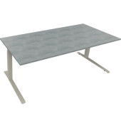 Sitz-Steh-Schreibtisch All in One, elektrisch höhenverstellbar, 64,5-127,5cm (H), 200x90cm (BxT), rechteckig, beton hell / silbe
