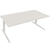 Sitz-Steh-Schreibtisch All in One, elektrisch höhenverstellbar, 64,5-127,5cm (H), 200x90cm (BxT), rechteckig, weiß / weiß