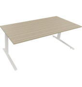 Sitz-Steh-Schreibtisch All in One, elektrisch h&ouml;henverstellbar, 64,5-127,5cm (H), 200x90cm (BxT), rechteckig, eiche natur / wei&szlig;