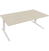 Sitz-Steh-Schreibtisch All in One, elektrisch h&ouml;henverstellbar, 64,5-127,5cm (H), 200x90cm (BxT), rechteckig, akazie hell / wei&szlig;