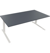Sitz-Steh-Schreibtisch All in One, elektrisch höhenverstellbar, 64,5-127,5cm (H), 200x90cm (BxT), rechteckig, lavagrau / weiß