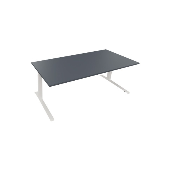 4003969084599 - Sitz-Steh-Schreibtisch All in One elektrisch höhenverstellbar 645-1275cm (H) 200x90cm (BxT) rechteckig lavagrau   weiß 40