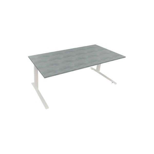 4003969084537 - Sitz-Steh-Schreibtisch All in One elektrisch höhenverstellbar 645-1275cm (H) 200x90cm (BxT) rechteckig beton hell   weiß 