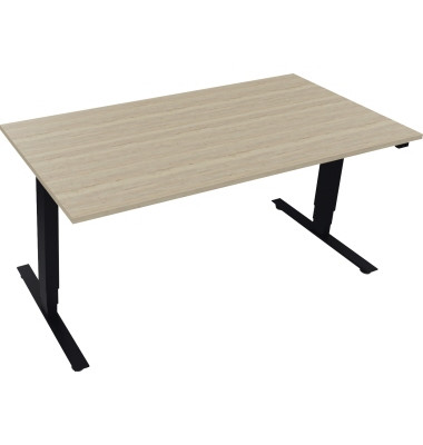 Sitz-Steh-Schreibtisch Move 2.0, elektrisch höhenverstellbar, 62,5-128,5cm (H), 160x80cm (BxT), rechteckig, eiche natur / anthra