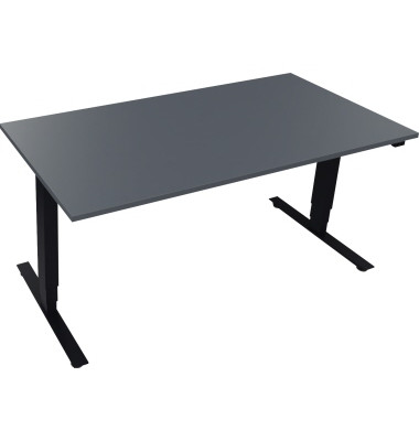 Sitz-Steh-Schreibtisch Move 2.0, elektrisch höhenverstellbar, 62,5-128,5cm (H), 160x80cm (BxT), rechteckig, lavagrau / anthrazit