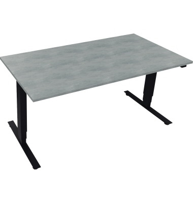 Sitz-Steh-Schreibtisch Move 2.0, elektrisch höhenverstellbar, 62,5-128,5cm (H), 160x80cm (BxT), rechteckig, beton hell / anthraz