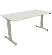 Sitz-Steh-Schreibtisch Move 2.0, elektrisch höhenverstellbar, 62,5-128,5cm (H), 160x80cm (BxT), rechteckig, weiß / silberaluminium