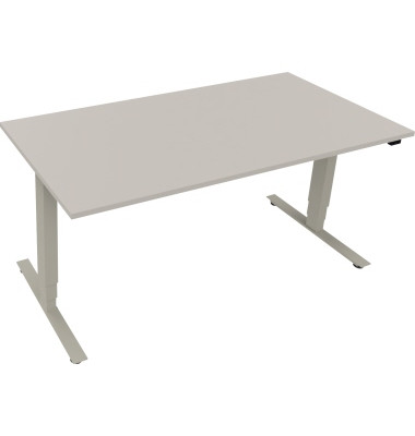 Sitz-Steh-Schreibtisch Move 2.0, elektrisch höhenverstellbar, 62,5-128,5cm (H), 160x80cm (BxT), rechteckig, lichtgrau / silberal