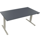 Sitz-Steh-Schreibtisch Move 2.0, elektrisch höhenverstellbar, 62,5-128,5cm (H), 160x80cm (BxT), rechteckig, lavagrau / silberaluminium