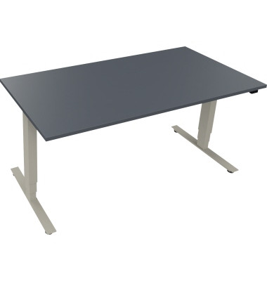 Sitz-Steh-Schreibtisch Move 2.0, elektrisch höhenverstellbar, 62,5-128,5cm (H), 160x80cm (BxT), rechteckig, lavagrau / silberalu