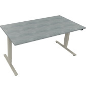 Sitz-Steh-Schreibtisch Move 2.0, elektrisch höhenverstellbar, 62,5-128,5cm (H), 160x80cm (BxT), rechteckig, beton hell / silberaluminium