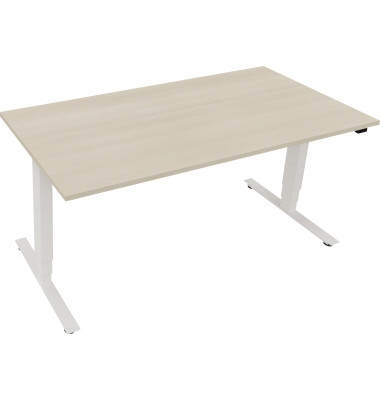 Sitz-Steh-Schreibtisch Move 2.0, elektrisch höhenverstellbar, 62,5-128,5cm (H), 160x80cm (BxT), rechteckig, akazie hell / weiß