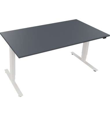 Sitz-Steh-Schreibtisch Move 2.0, elektrisch höhenverstellbar, 62,5-128,5cm (H), 160x80cm (BxT), rechteckig, lavagrau / weiß