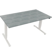 Sitz-Steh-Schreibtisch Move 2.0, elektrisch h&ouml;henverstellbar, 62,5-128,5cm (H), 160x80cm (BxT), rechteckig, beton hell / wei&szlig;