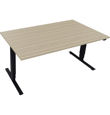 Sitz-Steh-Schreibtisch Move 2.0, elektrisch höhenverstellbar, 62,5-128,5cm (H), 160x90cm (BxT), rechteckig, eiche natur / anthra