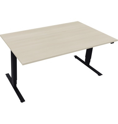 Sitz-Steh-Schreibtisch Move 2.0, elektrisch höhenverstellbar, 62,5-128,5cm (H), 160x90cm (BxT), rechteckig, akazie hell / anthra