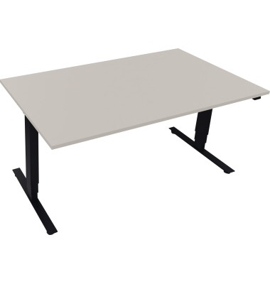 Sitz-Steh-Schreibtisch Move 2.0, elektrisch h&ouml;henverstellbar, 62,5-128,5cm (H), 160x90cm (BxT), rechteckig, lichtgrau / anthrazi