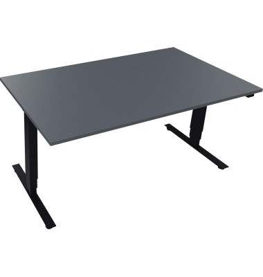 Sitz-Steh-Schreibtisch Move 2.0, elektrisch h&ouml;henverstellbar, 62,5-128,5cm (H), 160x90cm (BxT), rechteckig, lavagrau / anthrazit