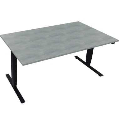 Sitz-Steh-Schreibtisch Move 2.0, elektrisch höhenverstellbar, 62,5-128,5cm (H), 160x90cm (BxT), rechteckig, beton hell / anthraz