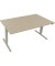 Sitz-Steh-Schreibtisch, elektrisch höhenverstellbar, 62,5-128,5cm (H), 160x90cm (BxT), rechteckig, eiche natur / silberaluminium