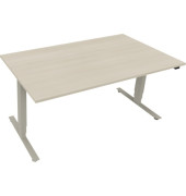 Sitz-Steh-Schreibtisch, elektrisch höhenverstellbar, 62,5-128,5cm (H), 160x90cm (BxT), rechteckig, akazie hell / silberaluminium