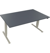 Sitz-Steh-Schreibtisch, elektrisch höhenverstellbar, 62,5-128,5cm (H), 160x90cm (BxT), rechteckig, lavagrau / silberaluminium