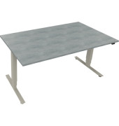 Sitz-Steh-Schreibtisch, elektrisch höhenverstellbar, 62,5-128,5cm (H), 160x90cm (BxT), rechteckig, beton hell / silberaluminium