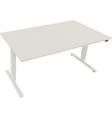 Sitz-Steh-Schreibtisch, elektrisch höhenverstellbar, 62,5-128,5cm (H), 160x90cm (BxT), rechteckig, weiß / weiß