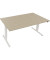 Sitz-Steh-Schreibtisch, elektrisch höhenverstellbar, 62,5-128,5cm (H), 160x90cm (BxT), rechteckig, eiche natur / weiß