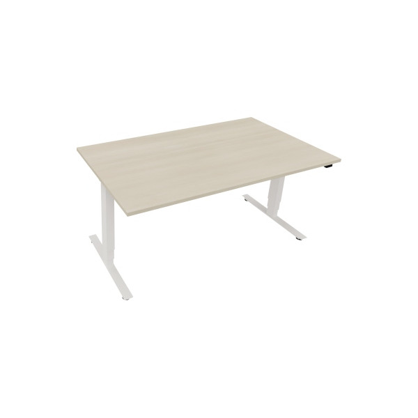 4003969084476 - Sitz-Steh-Schreibtisch 810046572 höhenverstellbar 625-1285cm (H) rechteckig akazie hell   verkehrsweiß 4003969084476 Soenne