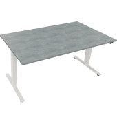 Sitz-Steh-Schreibtisch, elektrisch höhenverstellbar, 62,5-128,5cm (H), 160x90cm (BxT), rechteckig, beton hell / weiß