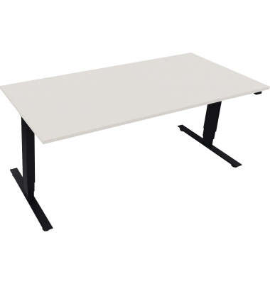 Sitz-Steh-Schreibtisch, elektrisch höhenverstellbar, 62,5-128,5cm (H), 180x80cm (BxT), rechteckig, weiß / anthrazit metallic