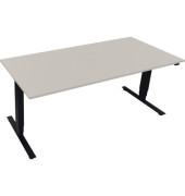 Sitz-Steh-Schreibtisch, elektrisch h&ouml;henverstellbar, 62,5-128,5cm (H), 180x80cm (BxT), rechteckig, lichtgrau / anthrazit metalli
